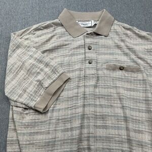 Classics by Palmland Banded Polo Shirt Mens Large Tan Blue